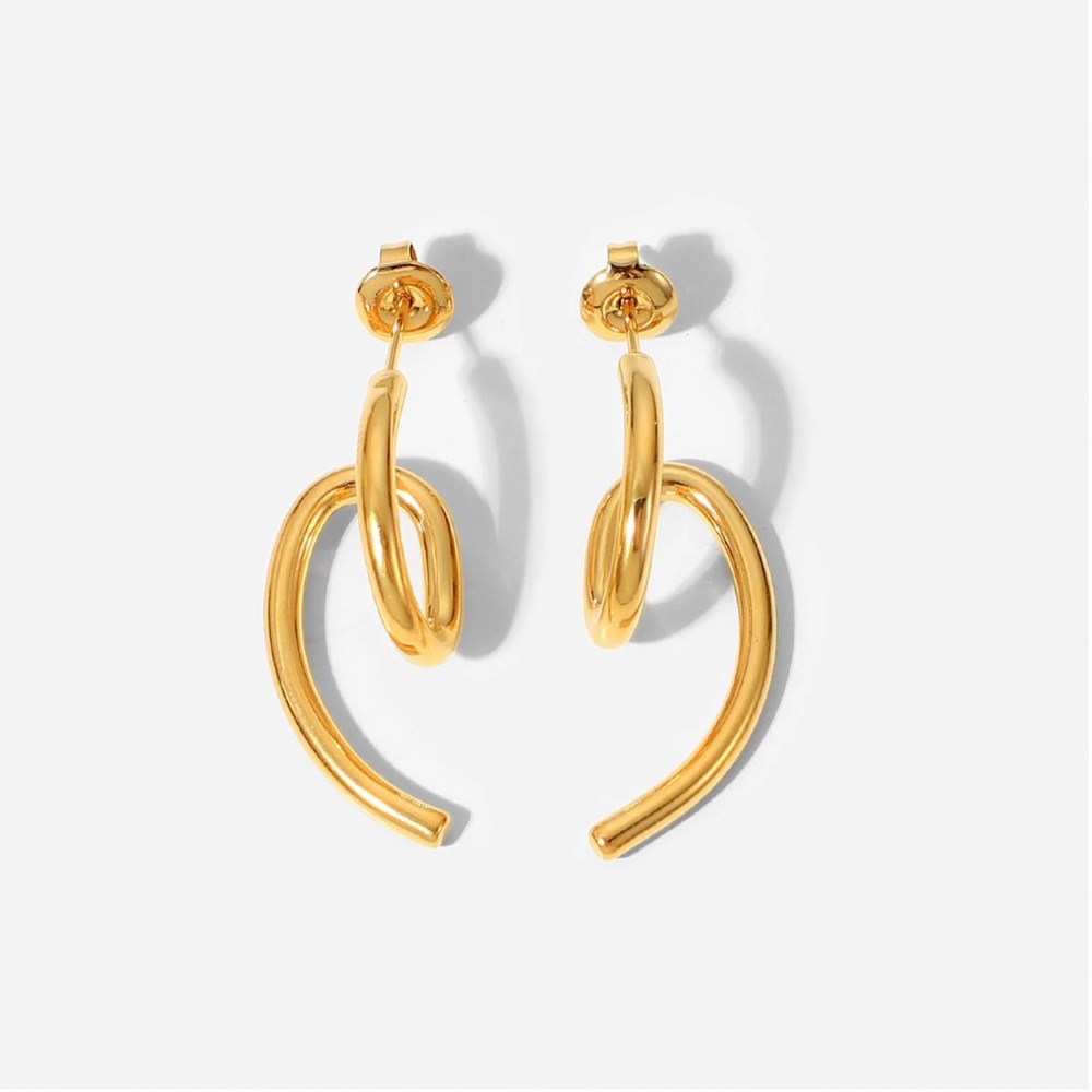 ❤️‍🔥BOGO FREE boutique 18K gold plated swirl dangle earrings KS chic